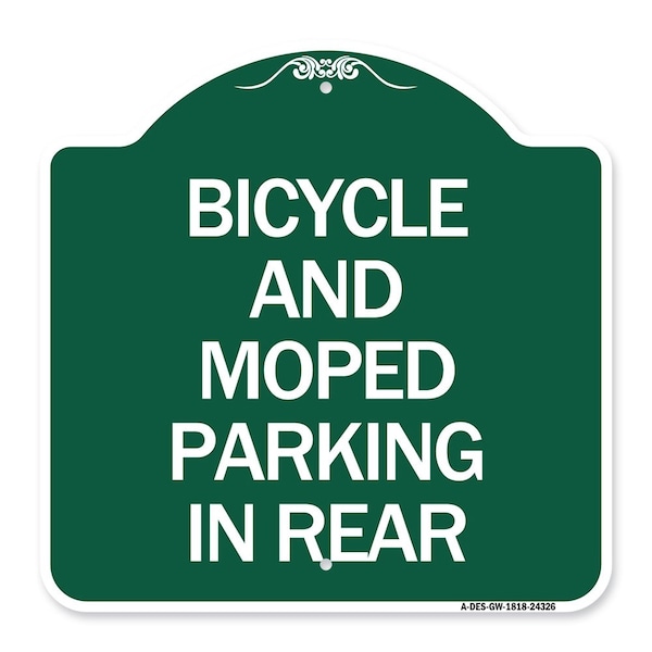 Signmission Bicycle and Moped Parking in Rear, Green & White Aluminum Sign, 18" x 18", GW-1818-24326 A-DES-GW-1818-24326 - main